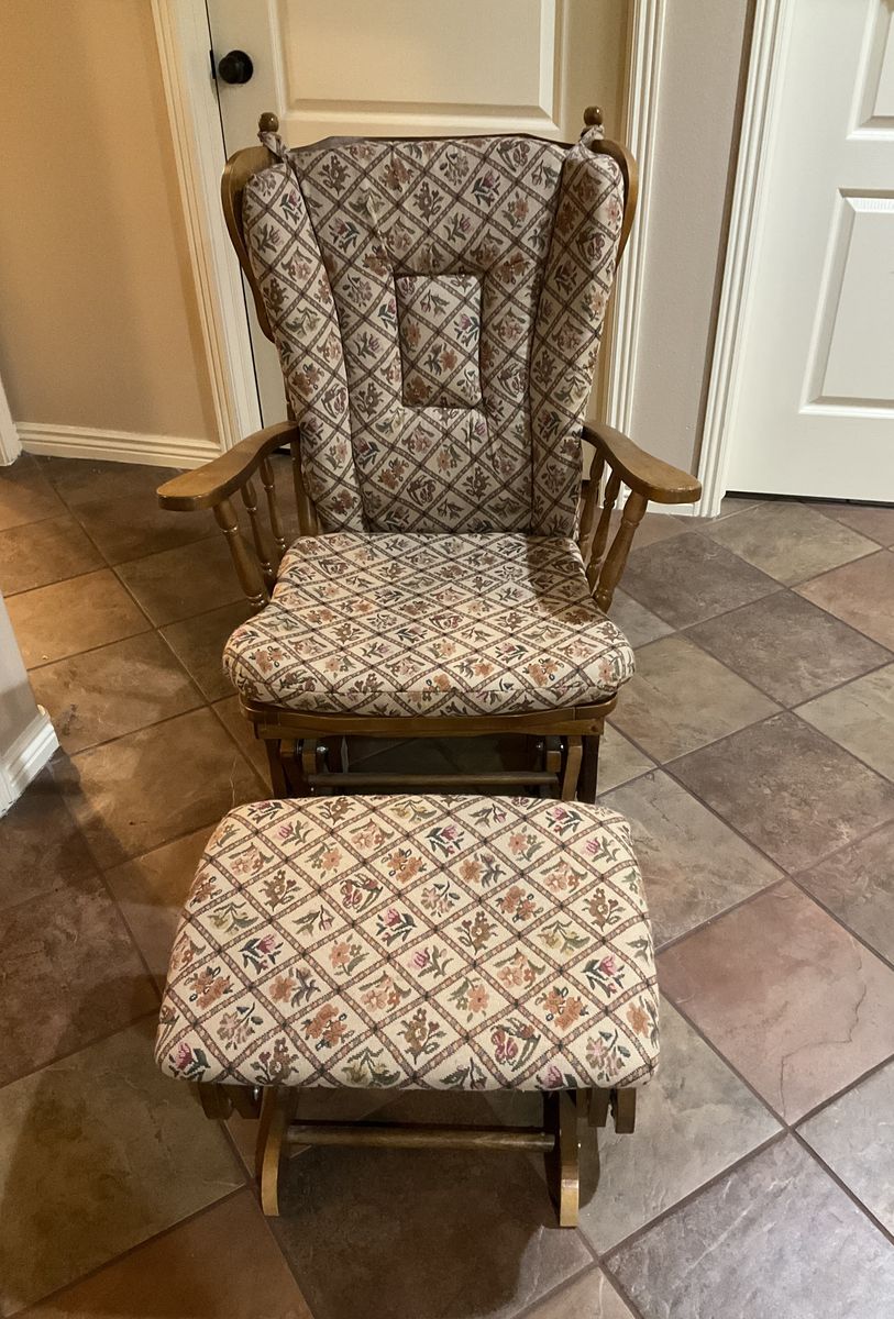 Wooden Glider Rocker with Matching Ottoman