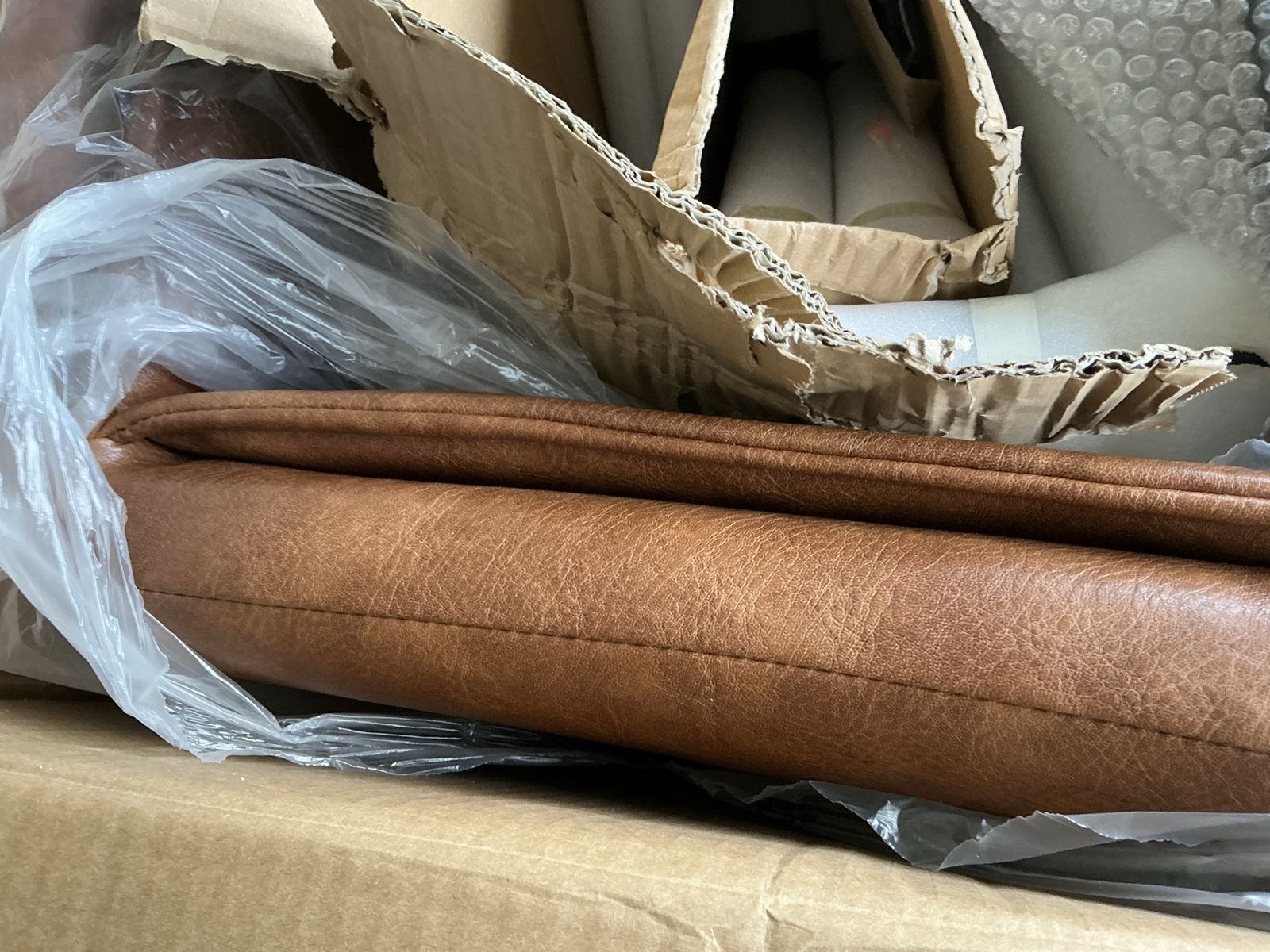 Set of 2 Brown Faux-Leather Counter Stools