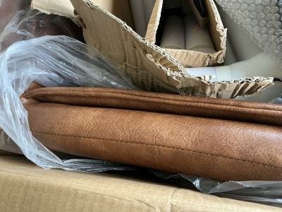 Set of 2 Brown Faux-Leather Counter Stools