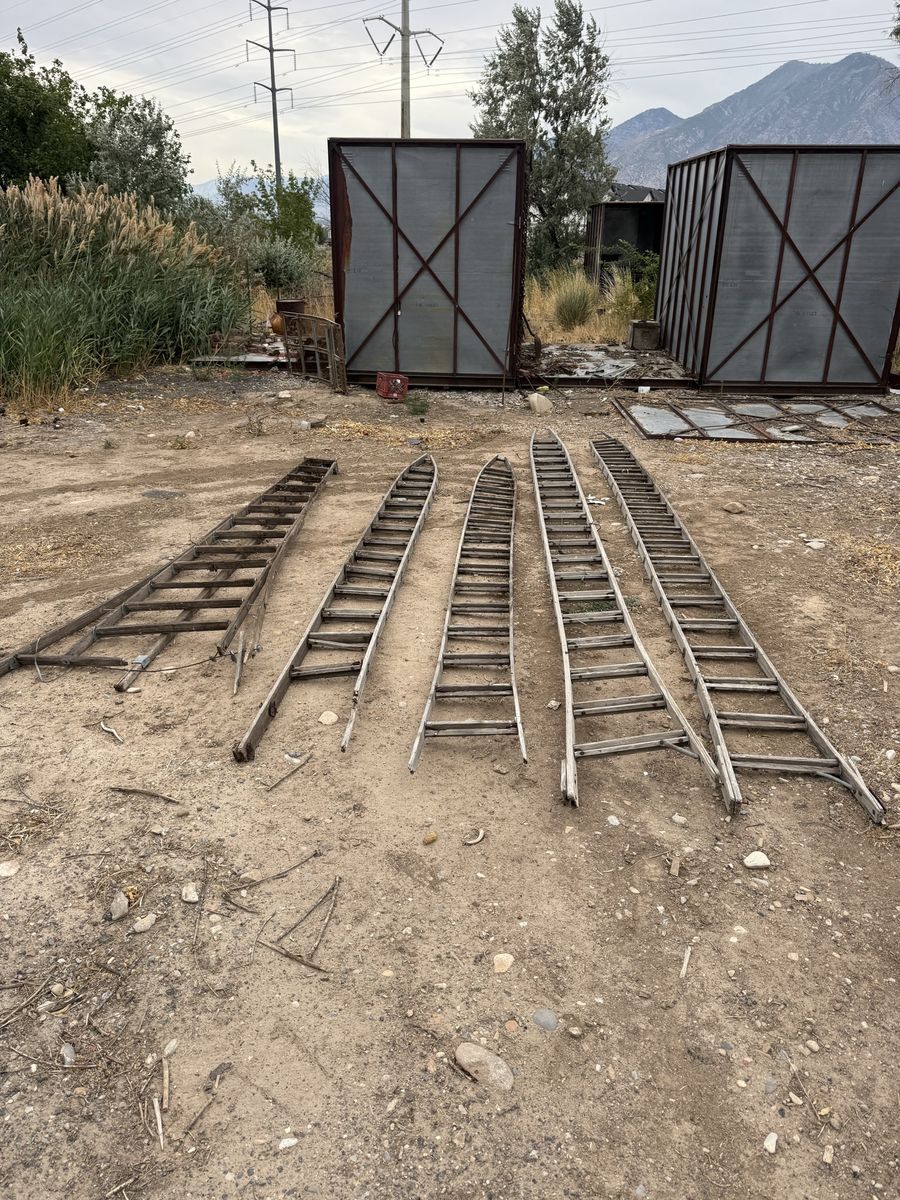 Lot of 5 Vintage Wooden Ladders - Various Lengths, Rustic Farmhouse Decor/Re-purpose