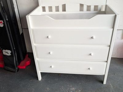 White Nursery Changing Table with Storage Drawer - Used Baby Furniture