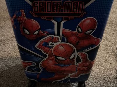 Marvel Spider-Man Kids Rolling Luggage Carry-On Suitcase with Extendable Handle, Blue/Red