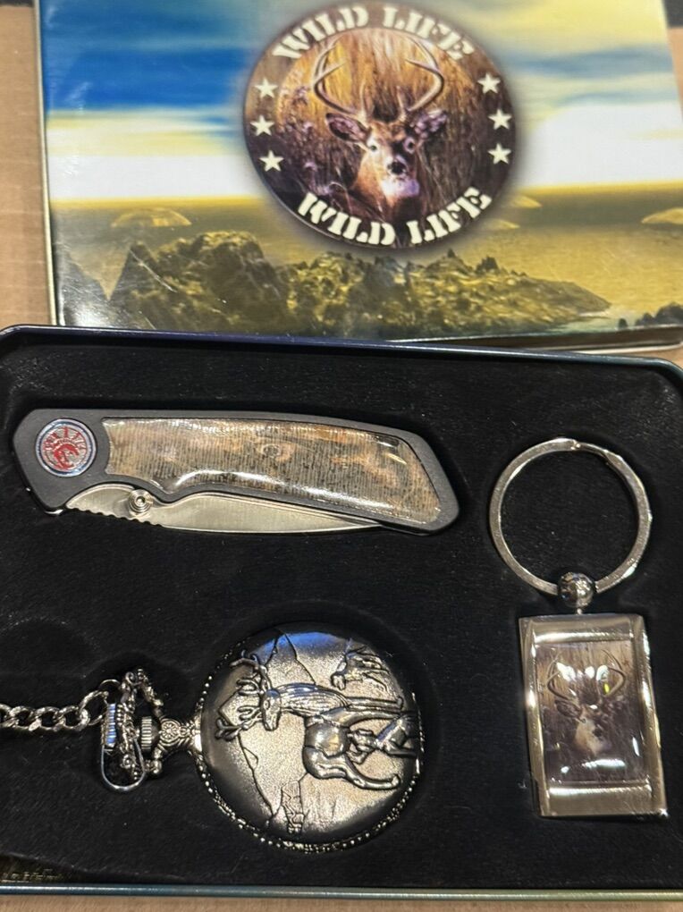 Wildlife Knife Pocket Watch Key Chain