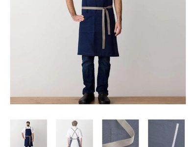Reluctant Trading Cross Back Chef Apron - Navy with Tan Straps, Standard 34"