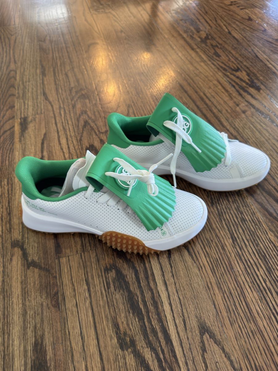 G/FORE women’s G112 Kiltie Golf Shoes, White/Green, Size 6.5 Spikeless, New with Tags
