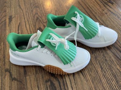 G/FORE women’s G112 Kiltie Golf Shoes, White/Green, Size 6.5 Spikeless, New with Tags