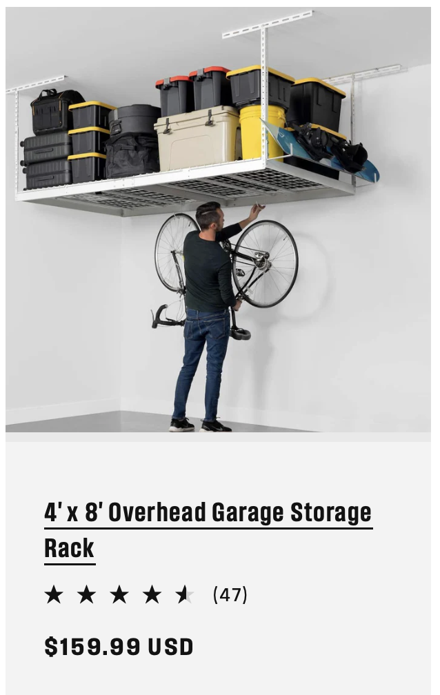 Overhead Storage Rack-Not Assembled