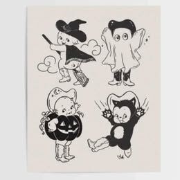 Vintage Kewpie Cowgirl Halloween Flash Sheet Unframed Unstretched Canvas Portrait