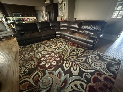 Brown Leather L-Shaped Sectional Sofa (5 piece)
