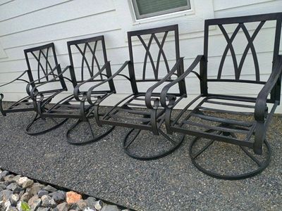 Set of 4 Black Metal Outdoor Patio Swivel Rocking Chairs - Durable & Weather-Resistant