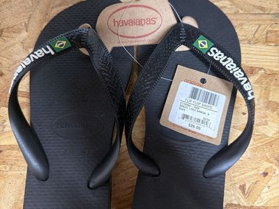Havaianas Brazil Logo Flip Flop Sandals Black Size 35/36