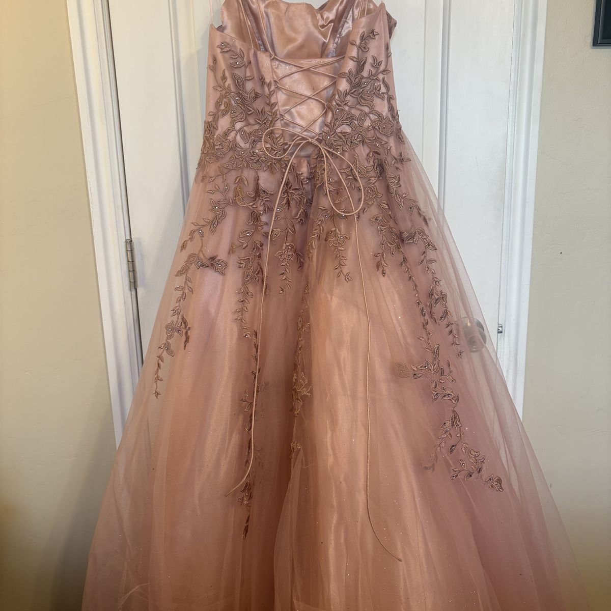 Rose Gold Prom Dress With Lace Up Back XL