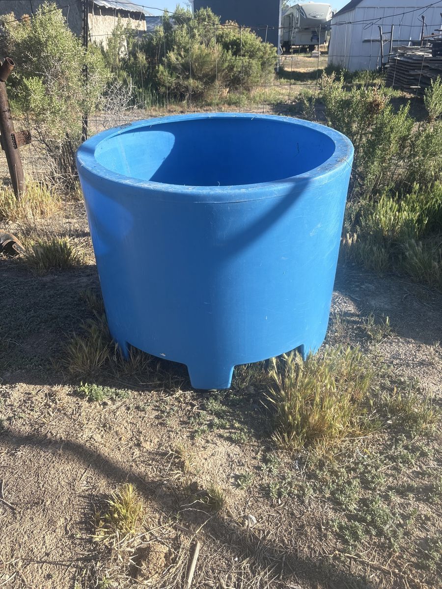Blue Plastic Round Water Trough / Planter - Durable & Versatile