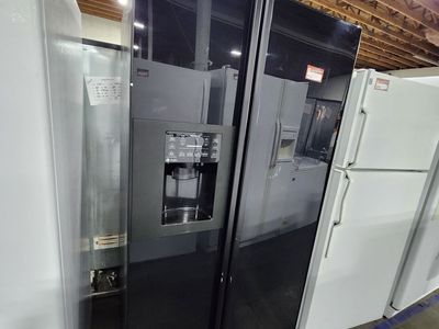 GE Profile Black Glass Side-by-Side Refrigerator W-Warranty