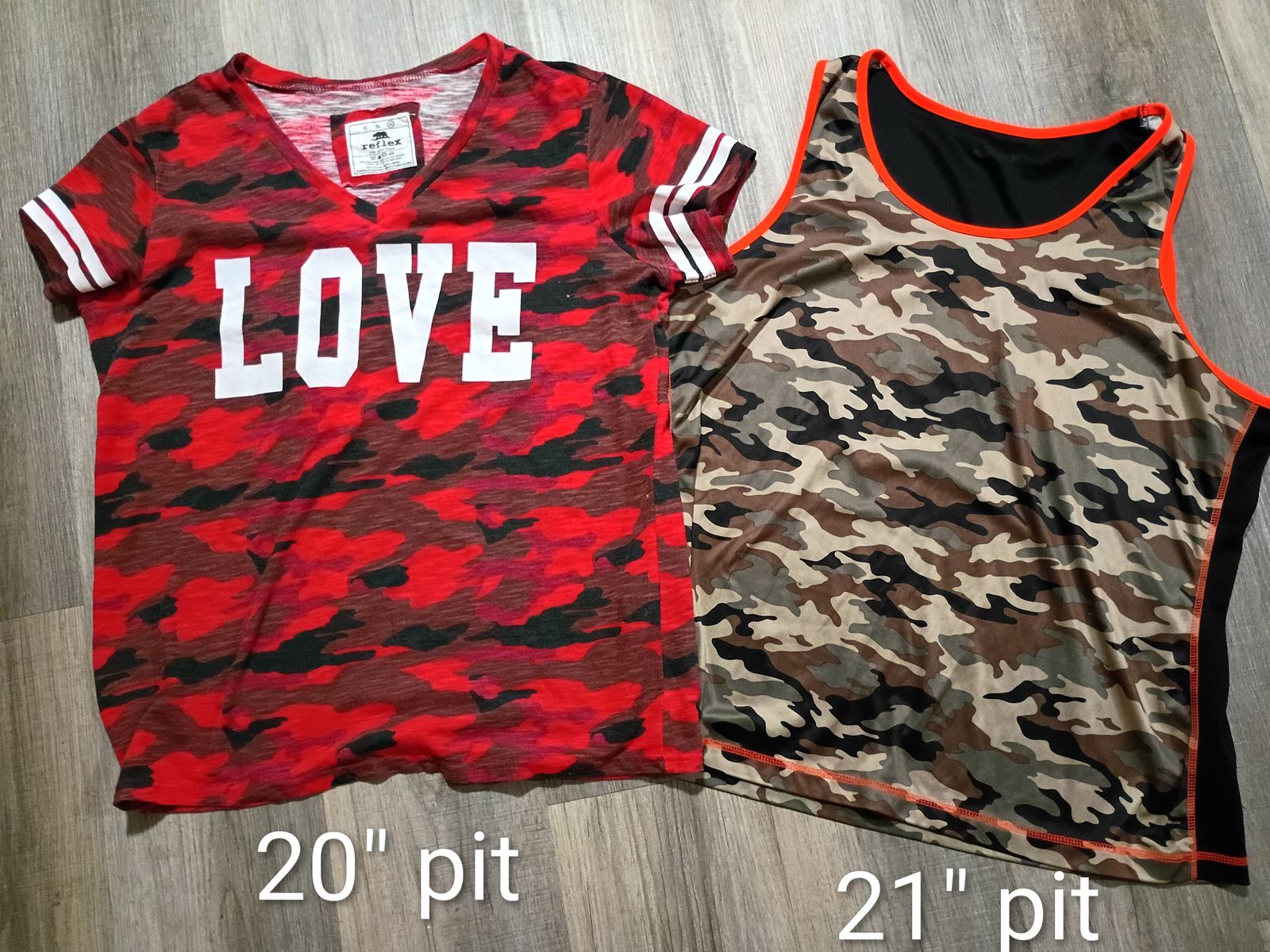 Two camo women's plus tops