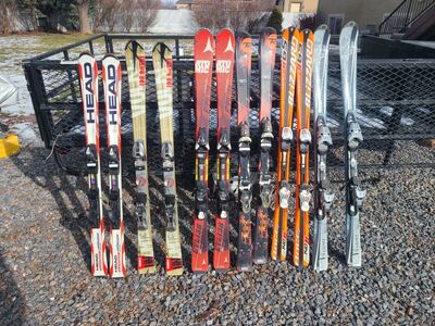 125cm to 145cm skis, boots also