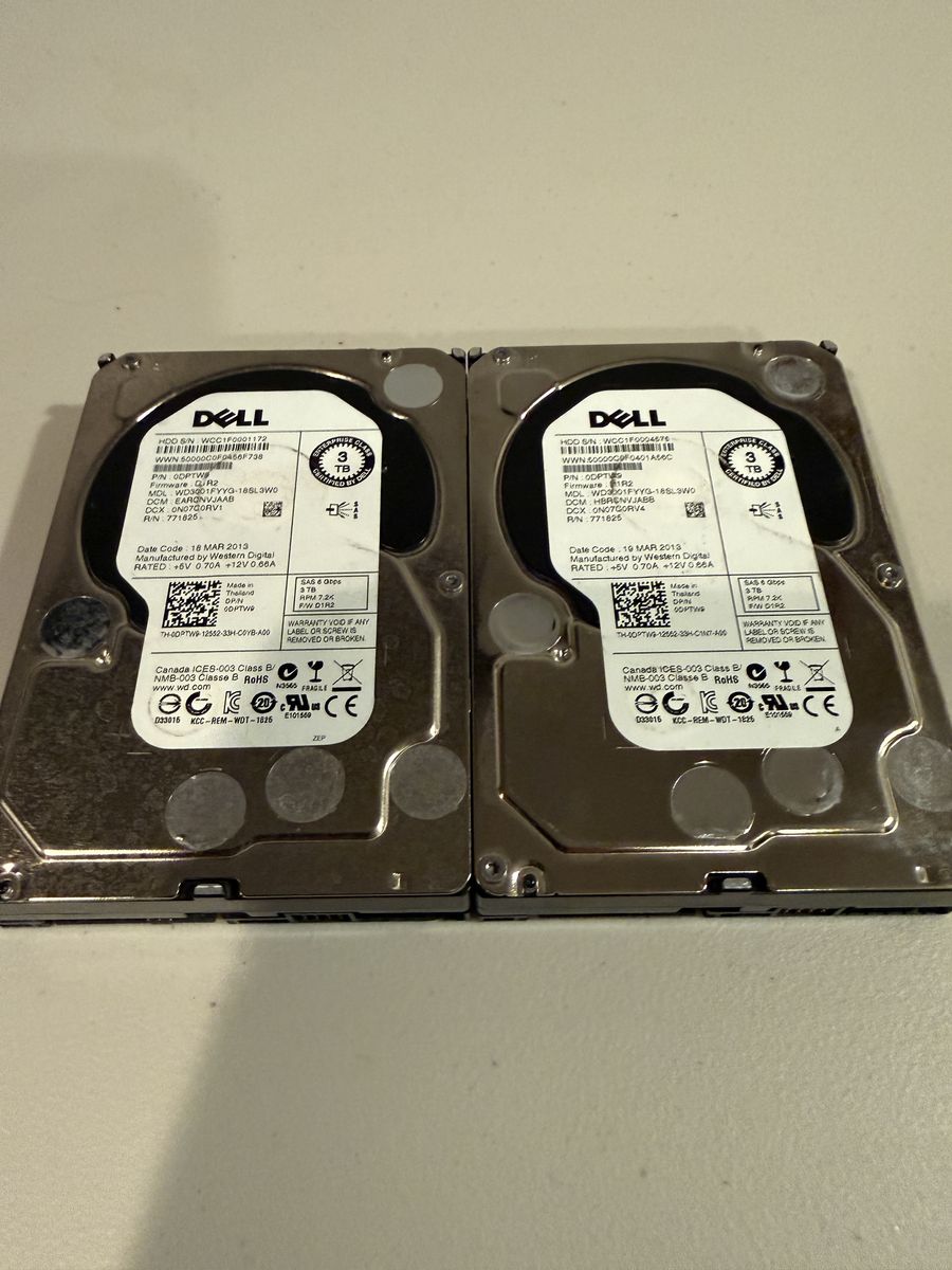 2x 3TB WD Dell Enterprise SAS Hard Drives – Tested 100% Health