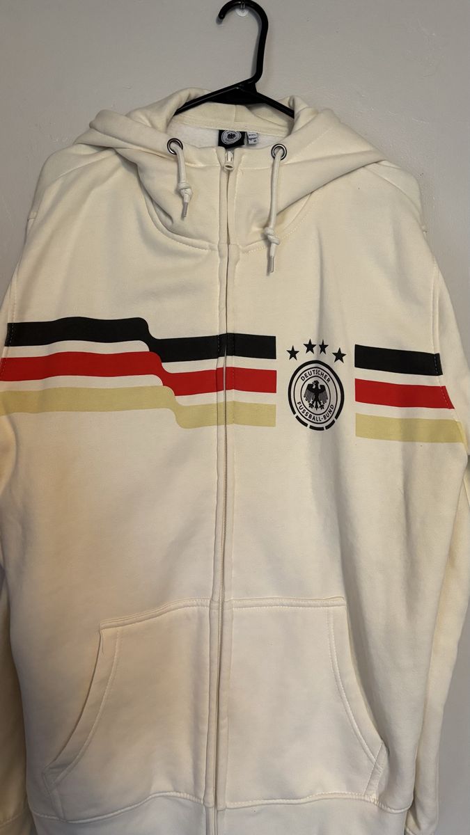 DFB Germany Deutscher Fussball Bund White Zip-Up Hoodie Size XXL