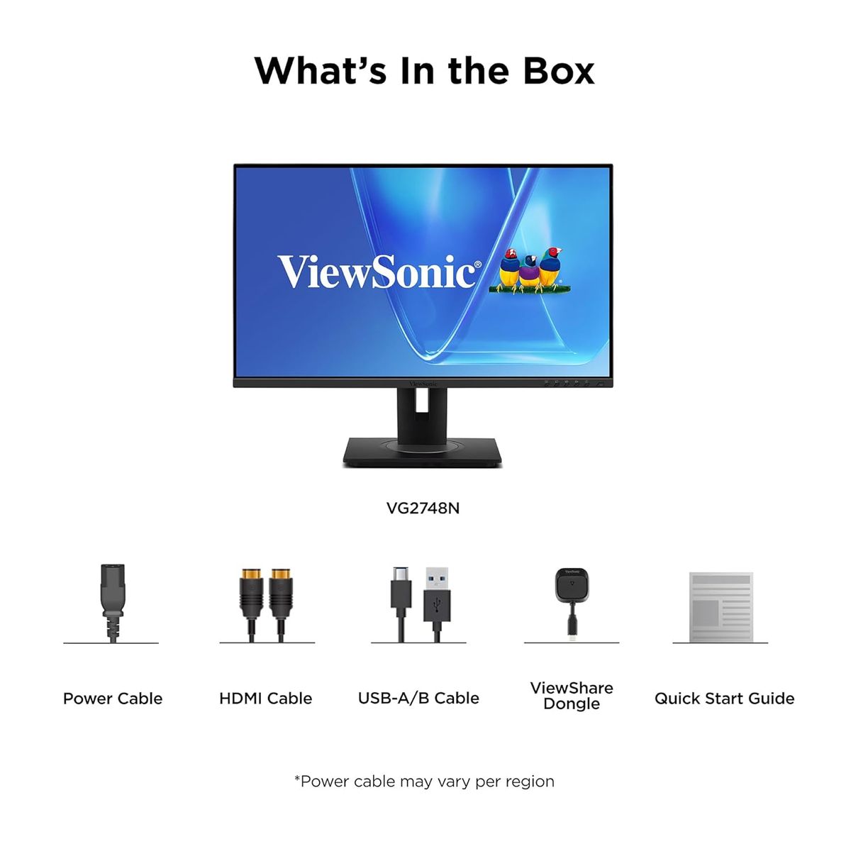 Brand New ViewSonic VG2748N 27" Monitor Wireless Casting & AirPlay USB-C USB Hub DisplayPort HDMI