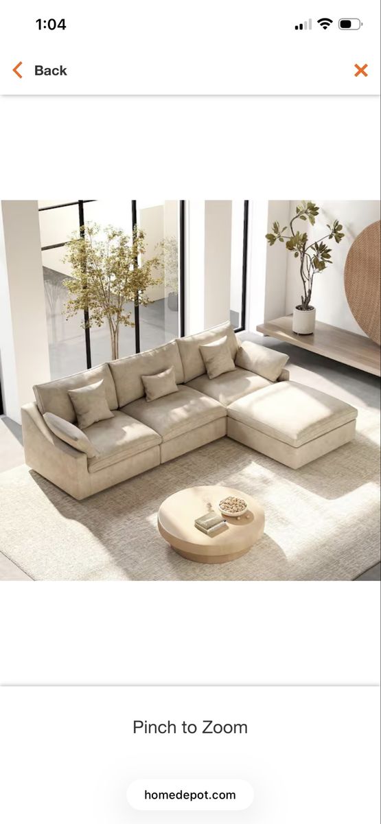 4-Piece Oversized L-Shaped Cloud Modular Sectional Sofa