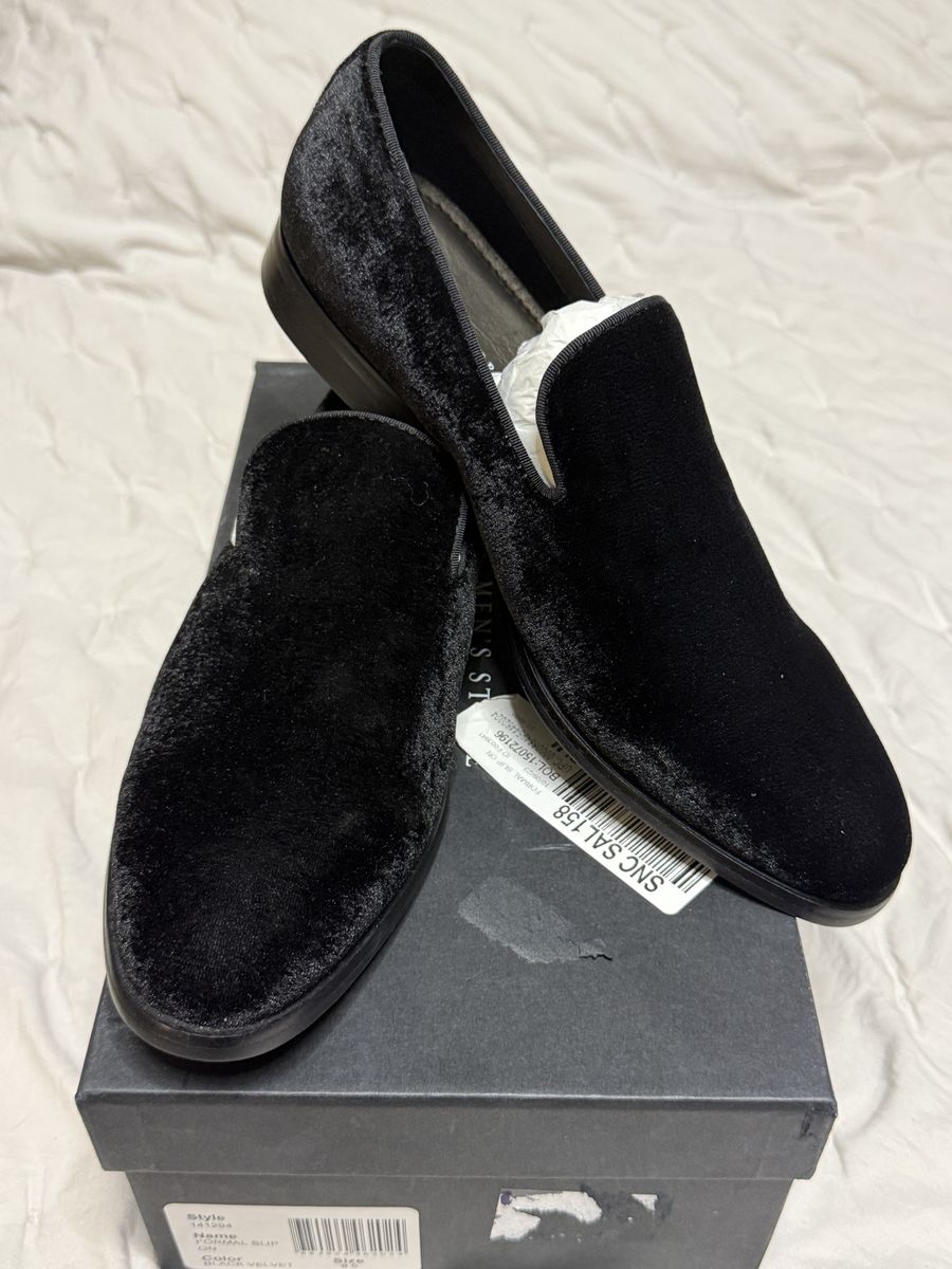 The Men's Store Bloomingdale's Black Velvet Slip-On Loafers Dress Shoes Size 8.5M