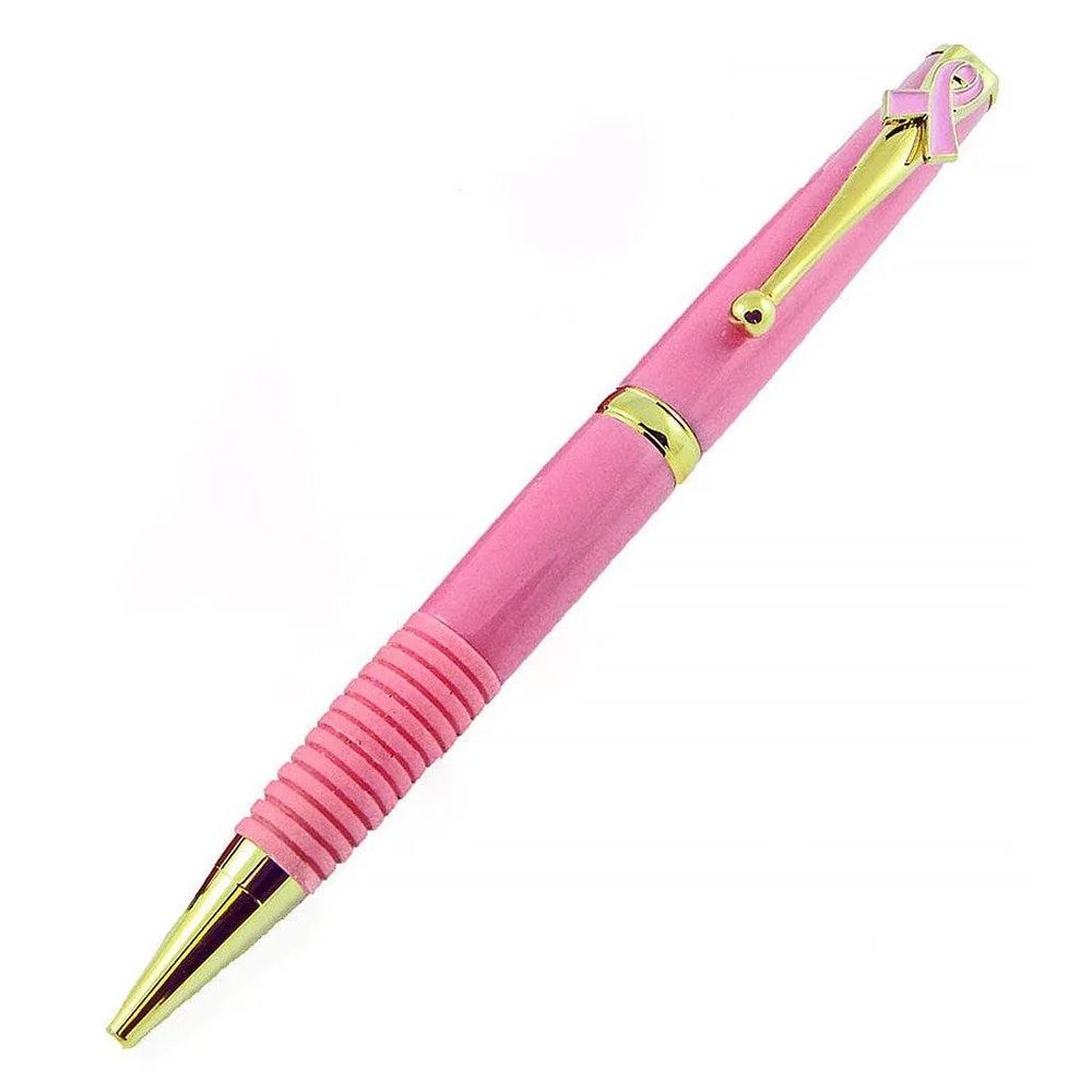 Woodcraft Pen Kit Soft Grip Pink Ribbon Clip Cancer Awareness, Wood Turning Kit