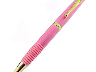 Woodcraft Pen Kit Soft Grip Pink Ribbon Clip Cancer Awareness, Wood Turning Kit