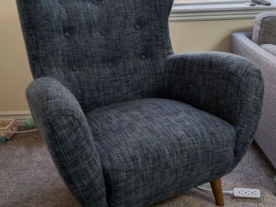 Article Sven Blue Tweed Wingback Armchair - Mid-Century Modern Accent Chair
