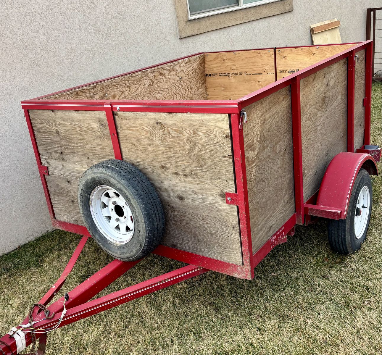 Red Utility Trailer 7'L x 6'W x 3'H, New Tires