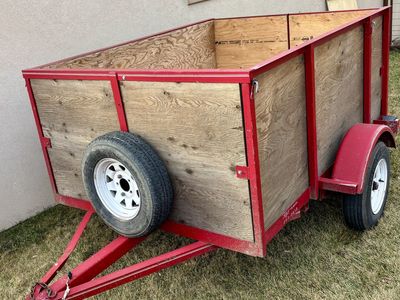 Red Utility Trailer 7'L x 6'W x 3'H, New Tires