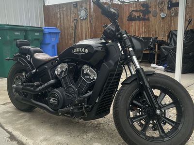 2021 Indian Scout Bobber Motorcycle - Black Finish, Custom Exhaust, Leather Seat