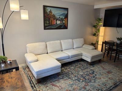 White Minky U-Shaped Sectional Sofa