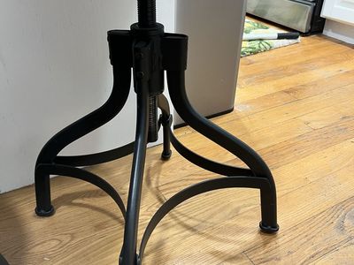 Industrial Style Adjustable Swivel Bar Stool - Wood Seat, Black Metal Base 3 available