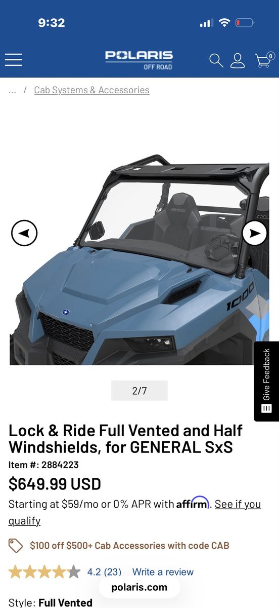 2016-2026 Polaris General Lock N Ride Full Vented