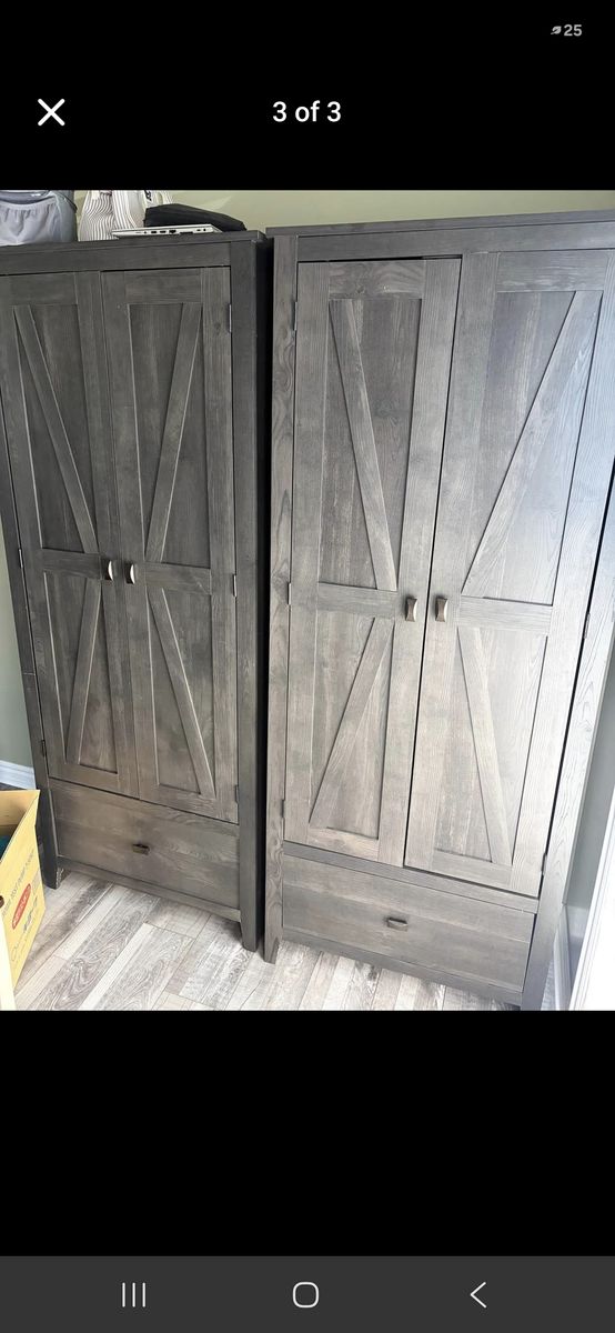 Rustic Gray Wooden Armoire Storage Cabinets