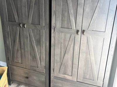 Rustic Gray Wooden Armoire Storage Cabinets
