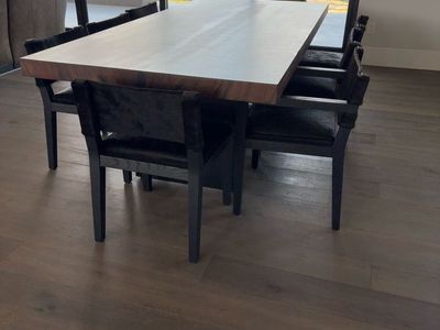 Contemporary Live Edge Dining Table | Seats 8 | Solid Wood