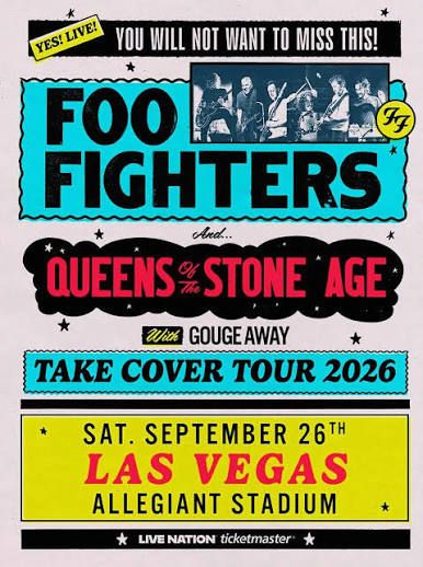 Foo Fighters & Queens of the Stone Age Las Vegas Concert Ticket AMAZING SEATS! September 26, 2026 Allegiant Stadium