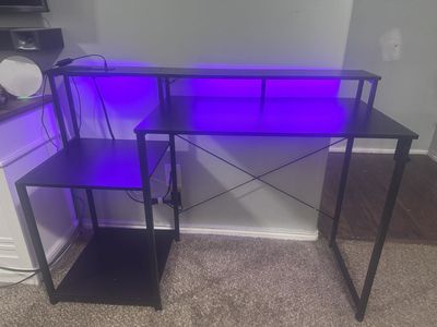 RGB Computer Desk With Power Outlet