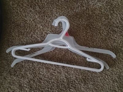Plastic Clothing Hangers Set of 5 White and Semi-Clear