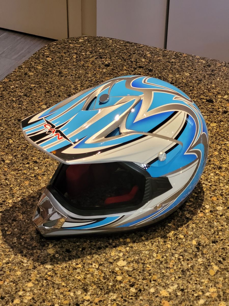 Youth Motocross Helmet, Blue/ White, Size XL