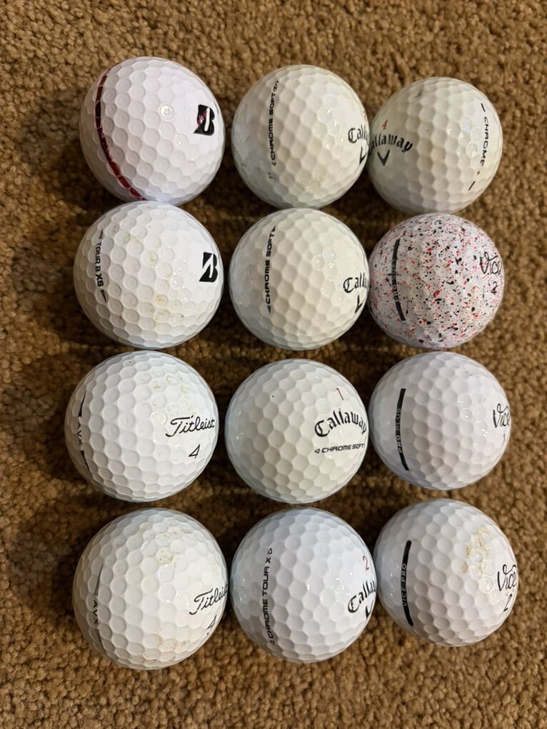 Used Mixed Tour golf balls (12ct, Pro - V1 level)