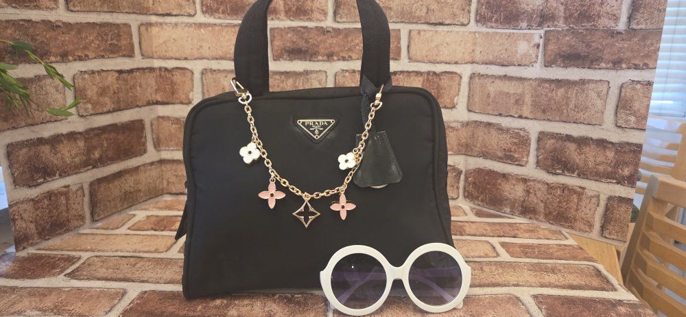 Prada Black Nylon Bag with Silver prada Triangle