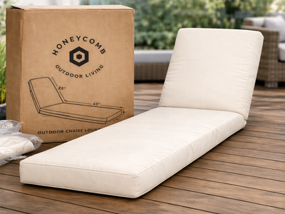 Outdoor Chaise Lounge Cushion – Bone White - New