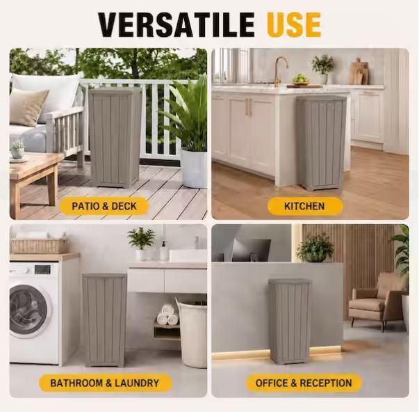 NEW! Outdoor/Indoor 32 Gallon Trash Bin, Gray