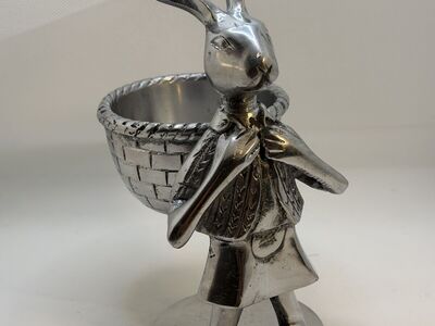 Adorable Easter bunny metal candy dish.