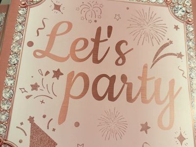 Rose Gold Rhinestone 'Let's Party' and 'Congratulations' Decorative Signs - Set of 2