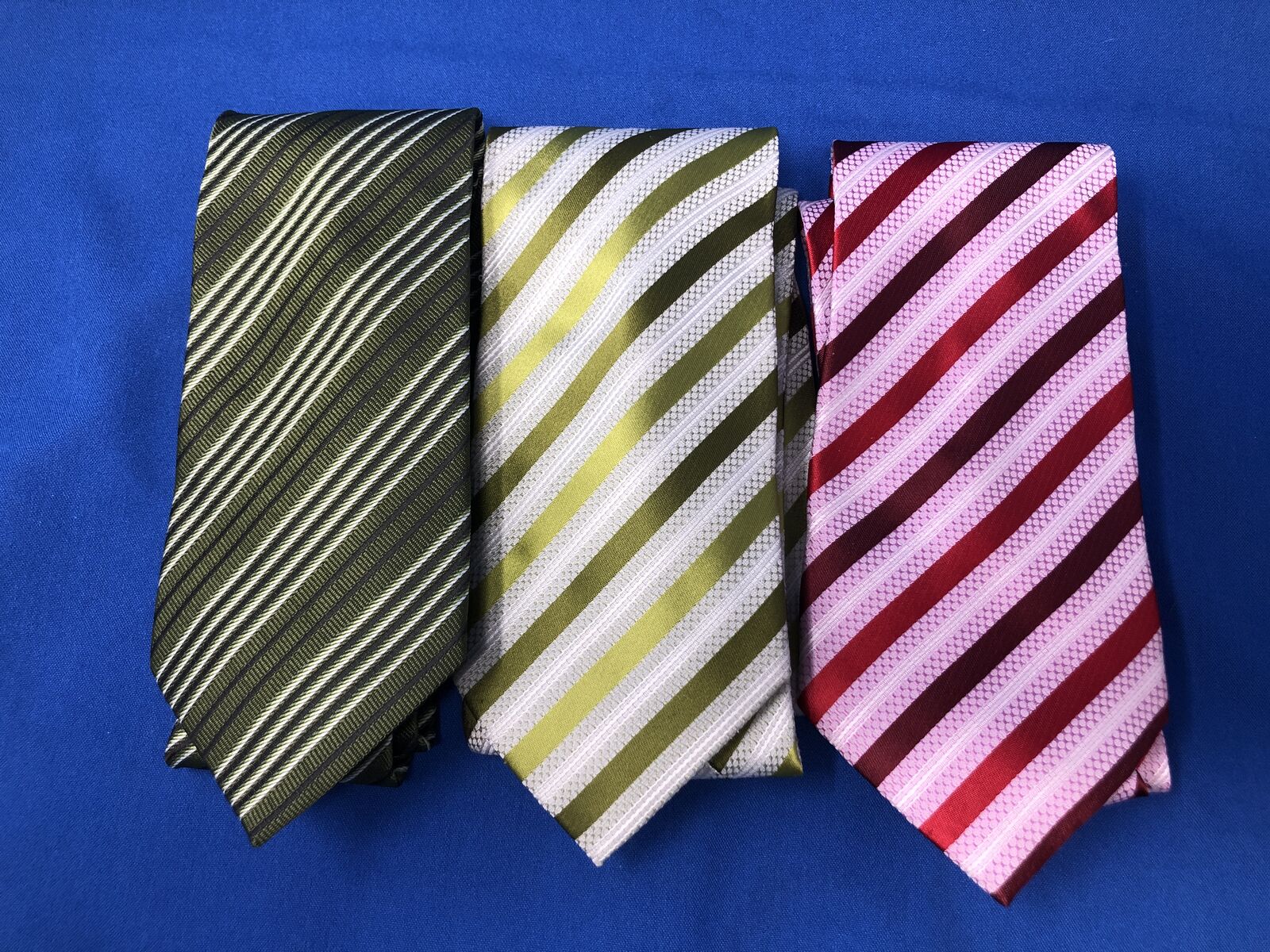 Lot of 3 Men’s Striped Ties – MissionaryMall.org – 2 Green, 1 Red