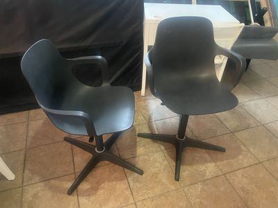 Set of 2 Black Swivel Armchairs from IKEA with Star Base