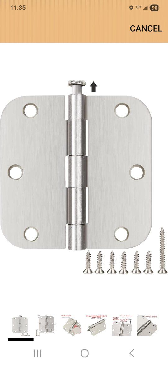 Satin Nickle Door Hinges Brushed 3.5 Inch Interior